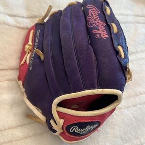 Rawlings Purple Pink Lefties Right Hand Baseball Mitt 10 Inch T-Ball Kids Girls